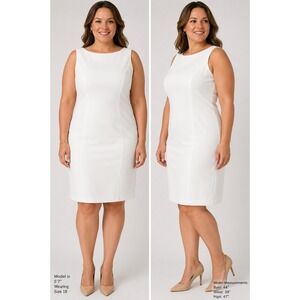 Le Suit Separates White Sleeveless Sheath Dress Plus Size 18 Professional Career